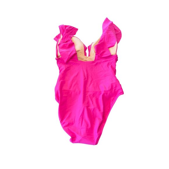 **NWT** J. Crew Pink Ruffle One Piece Swimsuit size 10 - Picture 5 of 9